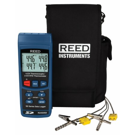REED INSTRUMENTS REED Data Logging Thermometer with 2 Oven/Freezer Thermocouple Probes R2450SD-KIT6